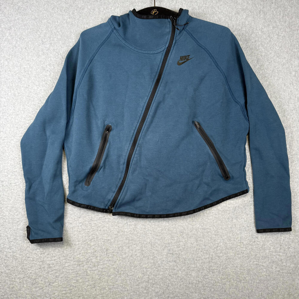 Nike Asymmetrical Zip Jacket Tech Fleece Style Blue Full Zip Women’s Medium